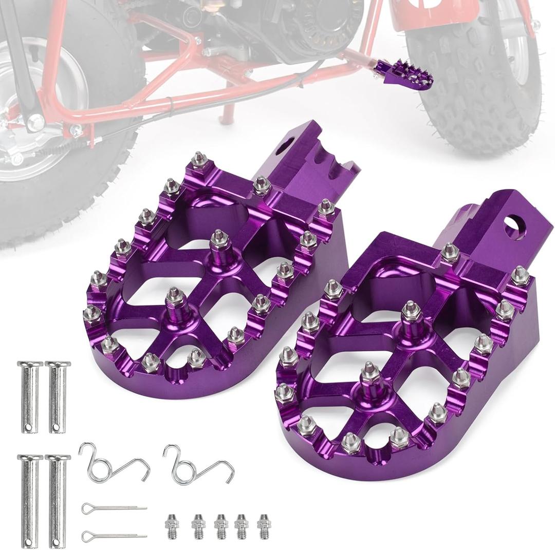 Mini Bike Foot Pegs CNC Anti-Slip Wide Footpegs for Coleman CT100U CT200U BT200X CC100X CRF XR 50 70 110 125 SSR Motorcycle Dirt Bike Pit Bike Pedals (Purple)