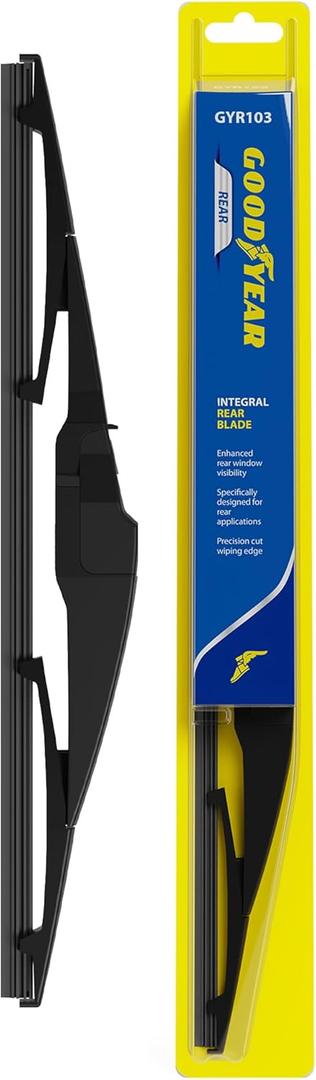 Goodyear Rear 10" Integral Rear Wiper Blade with Polymer Hard Shell Frame, Replacement Rear Window Wiper Blade for Integral Wiper Arms, Pack of 1