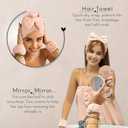 HAPPY LOLLI Power Shower Gift Set for Teen & College Girls, Birthday Gift, Self Care College Essentials Bath Accessories with Towels, Headband, Wristbands & Face Sponge (Fresh in Pink)