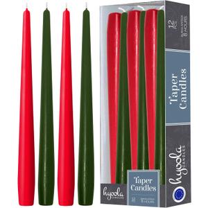 Hyoola Christmas Candles - Green and Red Taper Candles 10 Inch Dripless, 12 Pack Unscented Holiday Candles - European Made