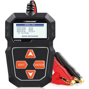 KONNWEI KW208 12V Car Battery Tester, 100-2000 CCA Load Tester Automotive Alternator Tester Digital Auto Battery Analyzer Charging Cranking System Tester for Truck Marine Motorcycle SUV Boat (KW208)