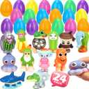 24 Pack Easter Egg Fillers with Squishy Toys, Easter Eggs Filled Squishy Toys, Easter Basket Stuffers, Classroom Prizes for Easter Egg Hunts, Party Favors, Kids (Green)