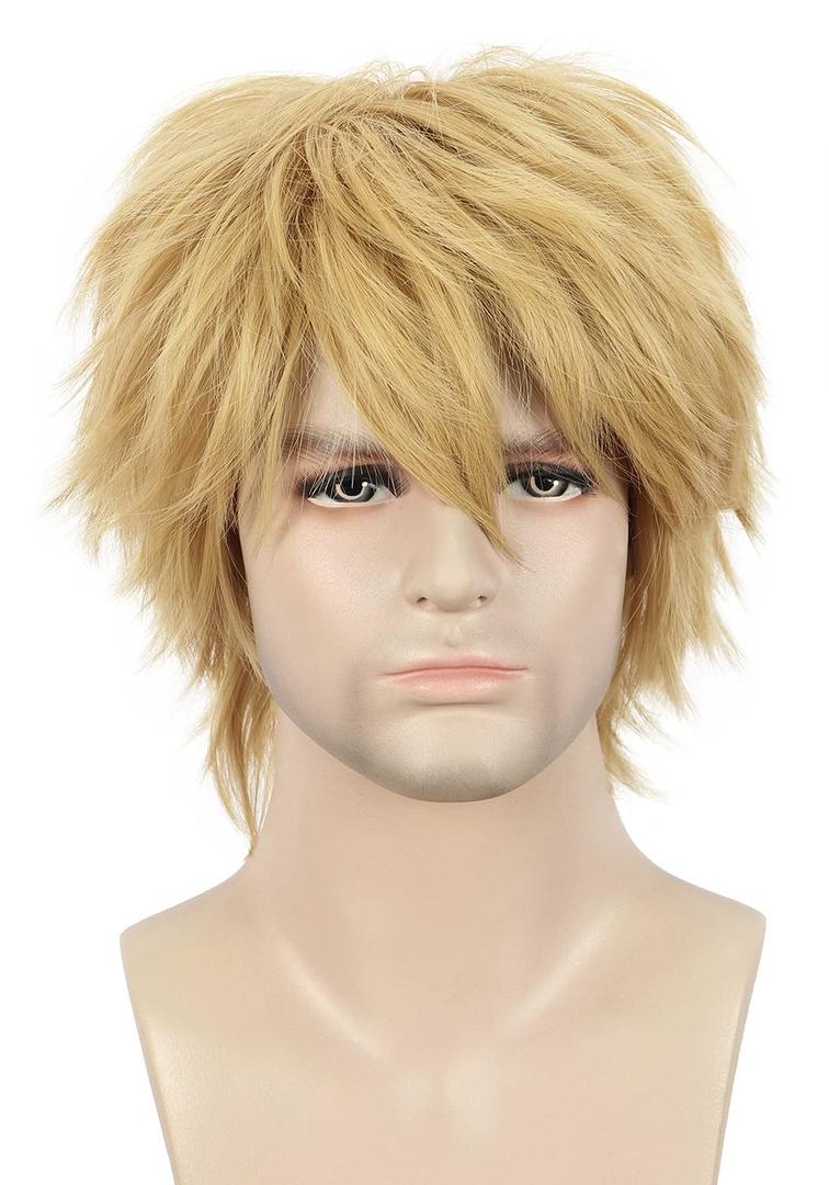 karlery Adult Short Blonde Wig with Bangs Halloween Cosplay Costume Party Wig