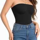 MANGOPOP Womens Strapless Thong Bodysuit Sexy Tube Top Off The Shoulder Double Lined Bodysuits Summer Going Out Tops, Medium
