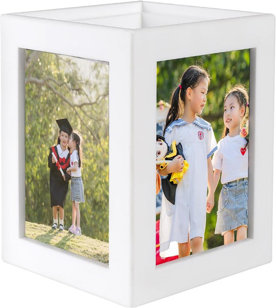 Picture Frame, Integrated Cube Photo Frame for 4 Pictures, 3.5"x5" Picture Frame for Home and Office Decor, Multi-Purpose Photo Box Vase,Table Remote Holder Photo Gifts