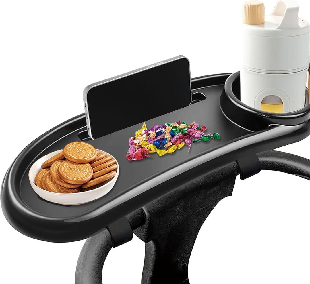 3-in-1 Universal Baby Stroller Snack Tray Accessory, with Phone Holder and Cup Holder, Detachable Baby Travel Equipment Accessories