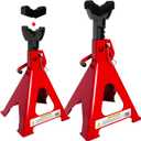 6 Ton Jack Stands (13,200 LBs Capacity) - Heavy Duty Car Jack Stands with Double Pin Locking, 15.6"-23.4" Adjustable Height, Extra Rubber Pads for Trucks, Garage, Vehicle Lifting, 1 Pair Red
