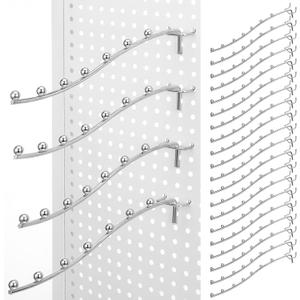 24 Pcs Peg Board Waterfall Hook Shelving Hooks Metal 7 Station Pegboard Display Wall Hangers Face Out Fit 1/4" for Garage Kitchen Store