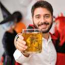 Maxcheck 6 Pack 12 oz Halloween Coffee Mugs Spider Web Glass Cups Gifts Bulk Clear Drinking Wine Glasses with Handle for Halloween Party Supplies Decorations