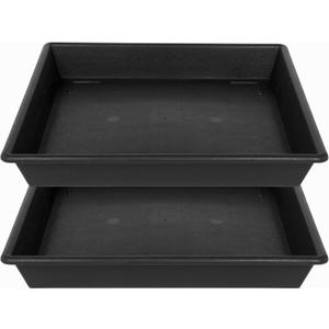 Square Plant Saucer 16 Inch 2 Pack 10 14 16 18 20 Plant Trays for Pots Heavy Duty Plastic Plant Saucers for Indoors Outdoors, Flower Pot No Holes Plant Drip Trays (Black)