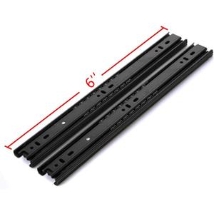 Drawer Slides 6 Inch Ball Bearing Full Extension 3 Section Slide Track Mounting Drawer Runners Slider for Cabinet Home Furniture, 2 Pack (Black 6 Inch)