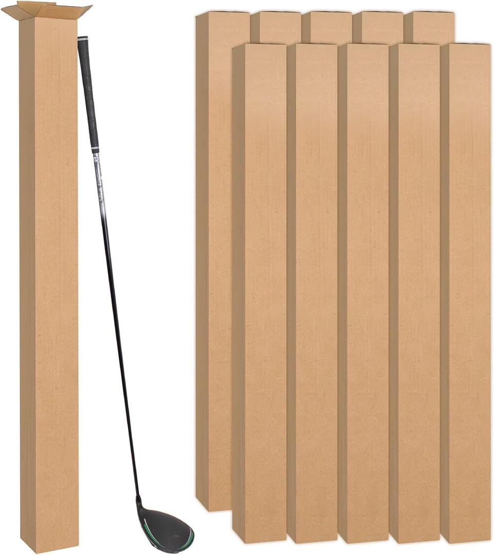 Golf Club Shipping Box 4x4x40 Inch, 10 PCS Tall Corrugated Cardboard Boxes, Long Storage Box for Shipping Packaging Moving Mailing