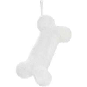 Senneny Snowy White Plush Pet Dog Christmas Stocking, Dog Christmas Stockings Large Bone Shape Faux Fur, Hanging Christmas Holiday Season Party Decor for Pets Dogs