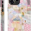 Generic Case Compatible with iPhone 16 Pro,Scratch Resistant Hybrid 2-Layer Hard Shell Phone Case,Pink Vintage Aesthetic Collage