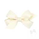Wee Ones Girls' Classic Grosgrain Hair Bow with Scalloped Edges, No-Slip Hair Clip, Handmade, Antique White, Mini
