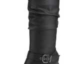 DREAM PAIRS Women's Chunky Heel Knee High Boots Side Zipper Round Toe Boots with Faux Fur Lining (9.5, Black)