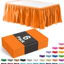 Exquisite Ruffle Table Skirt Orange 6 Pack 14 Ft Long Table Skirts for Rectangle Tables 6ft Plus or Round Tables Skirts with Adhesive Strip for Gender Reveal Decor & Happy Birthday Parties