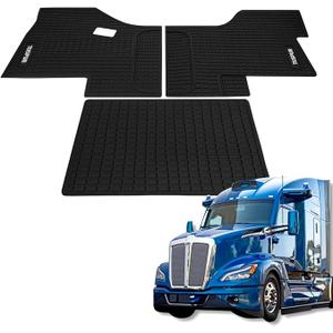 Floor Mats Fit for Kenworth T680 T880 W990S or Peterbilt 579 567 Trucks, Floor Rubber Mats for All-Weather Non-Slip Black (3PCs)