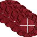 Seat Covers, High-Density Check Jacquard Ekedalen Seat Covers for Dining Kitchen Restaurant Banquet, Stretch Removable Washable Chair Seat Cushion Protector (4, Red)