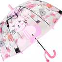 Clear Bubble Umbrella with an Easy Grip Curved Handle,Lightweight Design, Wind and Rain Protection,Safety Transparent Dome Bubble Umbrella for Toddler Boys Girls (Pink)