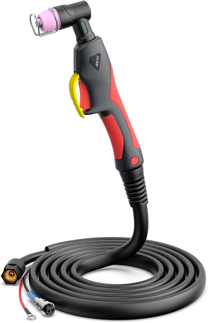 Pilot Arc Plasma Cutting Torch, AG60P 4 Meters High Frequency Air Plasma Cutting Torch AG60P Suitable for Plasma Cutter BTC500DP, BTC650DP, CUT55P (Red)