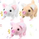 3 Pcs Walking Pig Electronic Plush Toy Interactive Pig Stuffed Animal Twitch Wag Nose Tail Toy Operation Christmas Companion Animal Animated Gift Bulk for Boys Girls Christmas Birthday