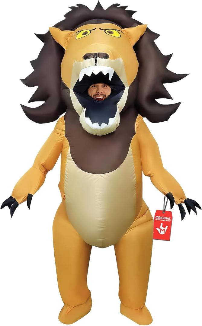 Morph Inflatable Lion Costume for Adults, Funny Blow Up Lion Outfit, Animal Costumes for Men, Inflatable Costume Adult