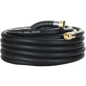 Guitrees 25FT 5/8 Heavy Duty Rubber Garden Hose - 300psi Working, 1000psi Burst - Hot/Cold Water - Five-Layered Braiding for Durability - Versatile for Gardening, Agriculture, Construction(Black)