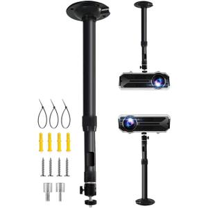 2-Be-Best Projector Mount 360° Rotatable Projector Ceiling Mount Length 16 to 25.6 in / 41 to 65cm Ceiling Projectors Mounts Adjustable Bracket for Mini Projectors Black, 16-25.6in