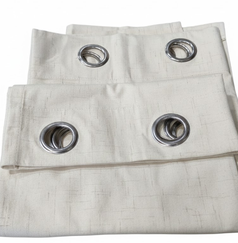 Textured White Beige Curtains 52"W x 54"L 