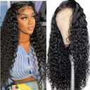 Water Wave Wet and Wavy Lace Front Wigs Human Hair for Black Women 20Inch Wear and Go Glueless HD Transparent Brazilian Virgin 4x4 Lace Closure Wig Pre-Plucked with Baby Hair