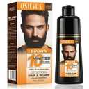 Beard Dye For Men, 10-Minute Instant Gray Coverage, 3 in 1 Brown Mens Beard & Mustache Dye Shampoo with 4-6 Weeks Lasting Color, Nourishing with Argan Oil & Noni Fruit, No-Mess Application 6.76 Fl Oz