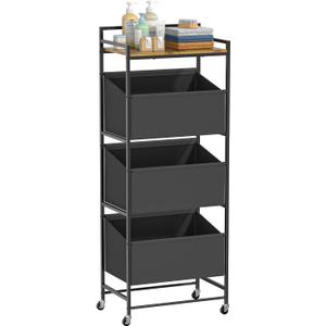 3-Tier Laundry Hamper Sorter with Wheels, 120L Vertical Rolling Laundry Basket Organizer Cart, 3 Section Laundry Sorter with Shelf for Small Space, Laundry Room, Bathroom, Bedroom, Dorm, Closet