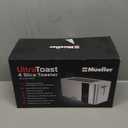Mueller UltraToast Full Stainless Steel Toaster 4 Slice, Long Extra-Wide Slots for Bagels and Waffles, 6 Browning Levels, LED Display, Cancel/Defrost/Reheat Functions & Removable Tray, Kitchen Gadgets