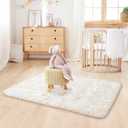 LOCHAS Ultra Soft Indoor Modern Area Rugs 2' x 4', Fluffy Living Room Carpets for Children Bedroom Home Decor Nursery Rug, Cream