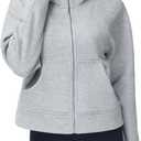 THE GYM PEOPLE Women's Full-Zip Up Hoodies Jacket Fleece Workout Crop Tops Sweatshirts with Pockets Thumb Hole (S)