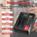 PCC692L 20V Fast Charger Compatible [for Black and Decker 20V Lithium Battery] & [for Porter-Cable 20 Volt Battery], Compatible with LBXR20 LBX4020 LBXR2020 PCC681L PCC682L PCC680L PCC699L PCC685LP
