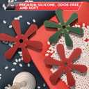 Festive Christmas Silicone Tree Trivet Set (3-Pack) - Heat-Resistant Mats for Hot Pots/Pans, Decorative Holiday Coasters & Kitchen Protectors (Red)