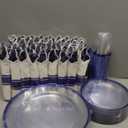 350PCS Clear and Blue Disposable Plates Set for 50 Guests, 100 Plastic Plates, 50 Cups, 50 Pre-Rolled Napkins with Plastic Cutlery for Party, Birthday, Thanksgiving, Christmas, Halloween
