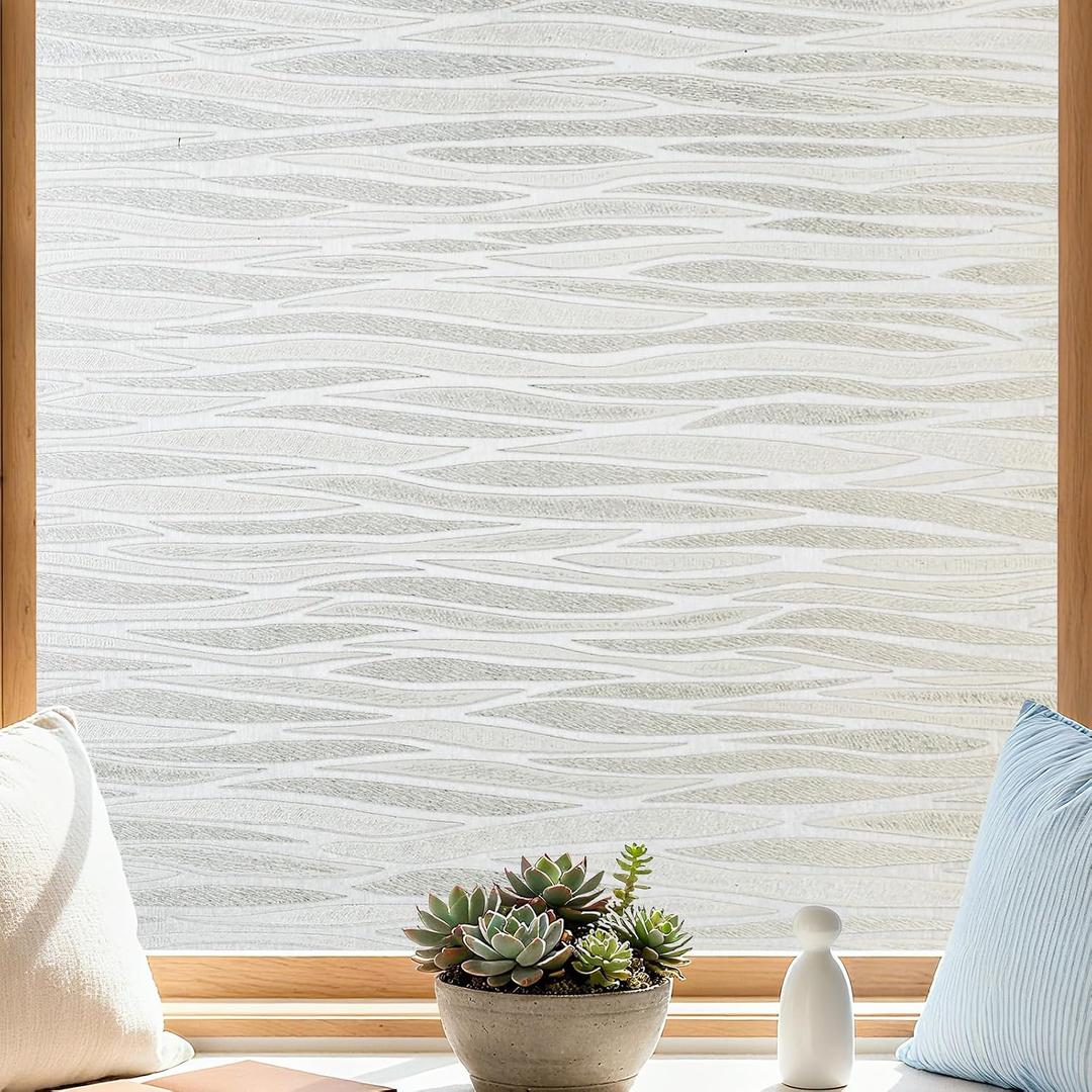 Finnez Window Privacy Film, Frosted Stripes Static Cling, 23.6″ x 157.4″
