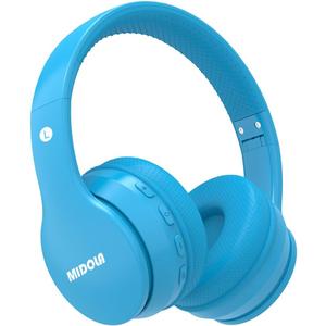 MIDOLA Kids Headphones Bluetooth 5.3 Wireless 60H Play Time Volume Limit 85/110dB Over Ear Foldable Protection Headset/Wired AUX Cord Mic for Children Boy Girl Travel School Phone Pad Tablet Blue