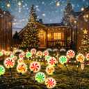4 Pcs Upgraded Solar Christmas Decorations Outdoor Candy Cane Lights, 8 Modes 32 LED Solar Christmas Pathway Lights,Xmas Waterproof Solar Firefly Lights for Garden/Patio/Lawn
