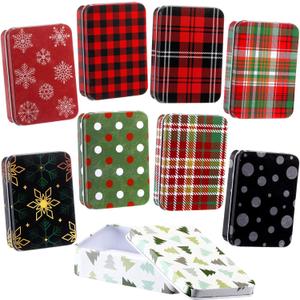 Yungyan 36 Pcs Christmas Gift Card Holder Tin Boxes Rustic Metal Tin Boxes with Lids Small Colorful Containers for Christmas Party Favors Xmas Holiday Gifts Stocking Stuffers(Classic)