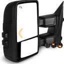 AERDM Towing Mirrors Fit for 1999-2016 Ford F250 F350 F450 F550 Super Duty Side Mirrors Power Adjustable Heated glass with Smoked Turn Signal Light Manual Folding Black LH