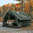 KingCamp Camping Tent with Floor 6-8 Person, Canvas Hot Tent with Stove Jack, Waterproof & Windproof Cabin Tent for Family Camping & Outdoor Parties