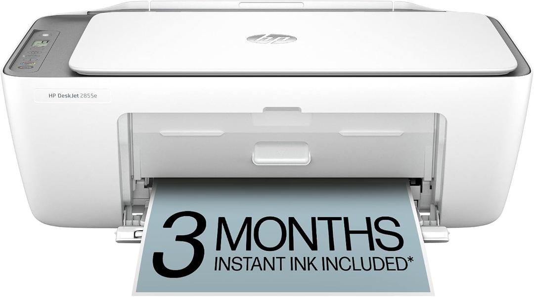 HP DeskJet 2855e Wireless All-in-One Color Inkjet Printer, Scanner, Copier, Best-for-home, 2.4 ghz capable. (588S5A)