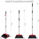 NACENA Broom and Dustpan Set, 52-in Long Adjustable Handle Broom Dustpan Combo with Dustpan Teeth to Automatically Clean Hair Suitable for Home Kitchen Office Hall FloorBlack&Red
