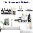 NESOMI Shower Caddy Adhesive Shower Organizer 7-Pack, Rustproof Stainless Steel Bathroom Shelves, Large Capacity No-Drill Rack Storage Accessories with Soap Dish Toothbrush Holder &24 Hooks Home Decor