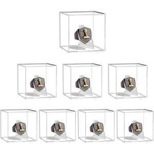 8 Pack Championship Ring Display Case with Stand, 2.5" Square Clear Acrylic Holder for Sports Rings, Memorabilia Showcase for Championship Ring