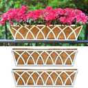 LaLaGreen Wall Planter (30 Inch, 4 Pack)White Metal Rectangular Hanging Flower Box Window Boxes Planters with Coco Liner, Flower Basket Plant Holder Deck Rail Railing Patio Horse Trough Balcony Fence